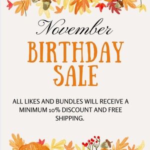 November Birthday Sale 10% AND Free Shipping